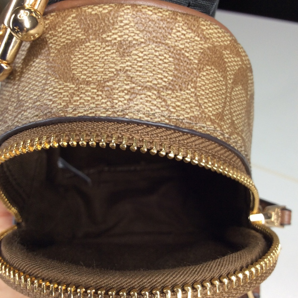 Coach Mini Court Backpack Keychain Bag Charm - CX066 Brown Canvas/Leather - Picture 7 of 9